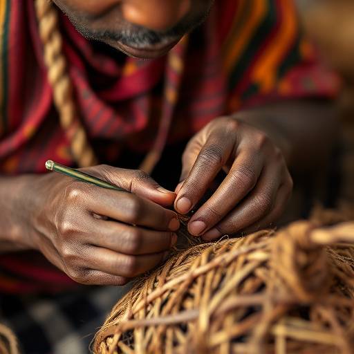 A Ugandan artisan crafting traditional crafts