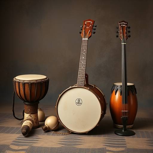 Ugandan musical instruments displayed