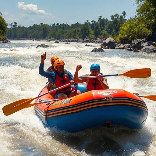 White water rafting on the Nile River in Jinja, Uganda
